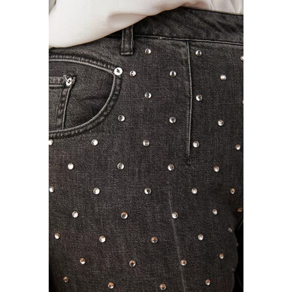 Pilcro Anthropologie | 29 Jeans High-Rise Rhinestone Beaded Straight Pants Crop - Picture 1 of 7